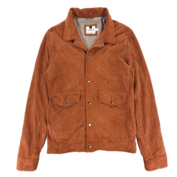 TOPMAN Western Suede Genuine Leather Shirt Jacket Minimal Old Money Quiet Luxury - Picture 1 of 8